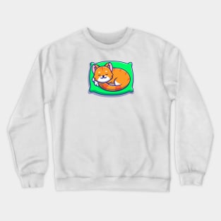 Cute Cat Sleeping On Pillow Cartoon Crewneck Sweatshirt